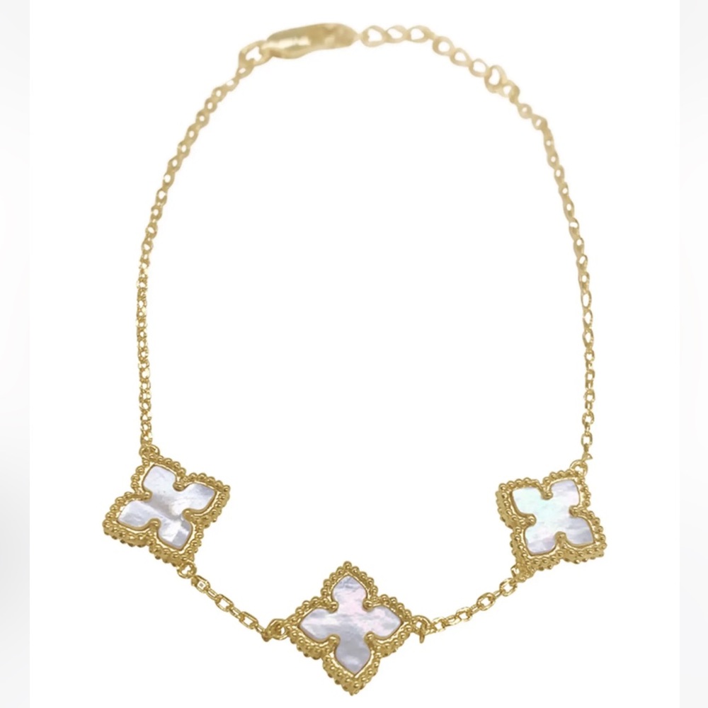 Adornia Mother of Pearl Flower Station Bracelet